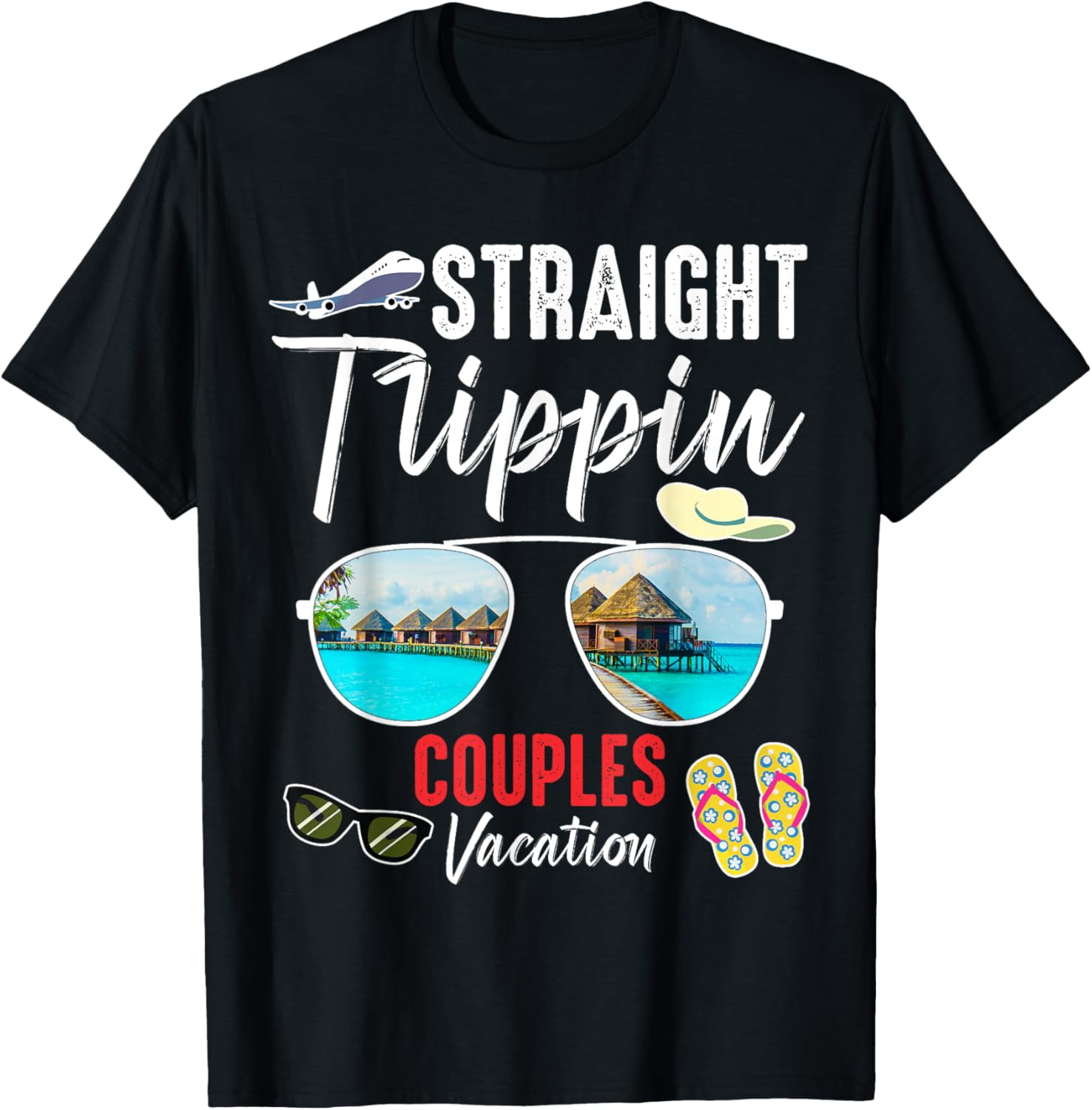 Straight Trippin Couples Trip 2025 Beach Summer Vacation TShirt