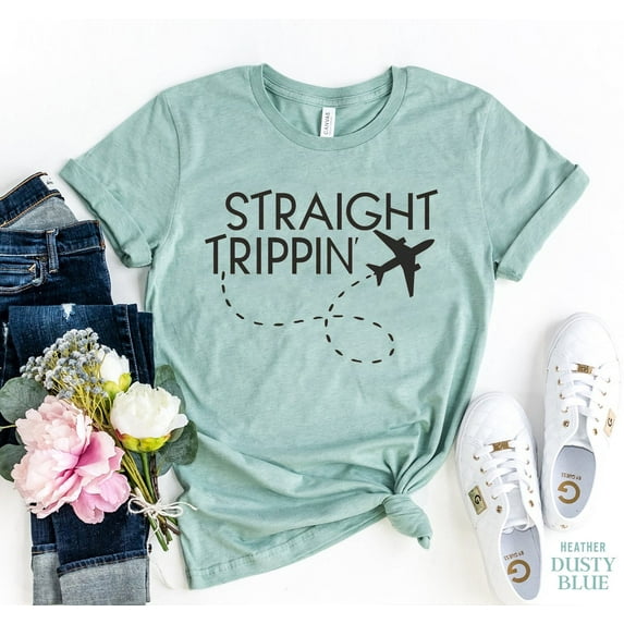 Straight Tripping T-shirt Adventure Shirt Explorer Tee Travel Tshirt Holiday Shirts Vacation Gift Women's Airport Top