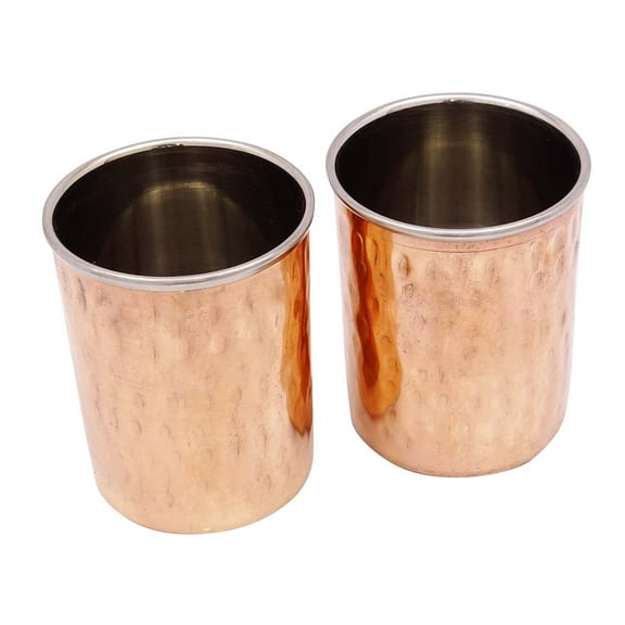 Straight Tumbler Glass Kitchenware Tableware India Copper Steel Utensils 1 Pair