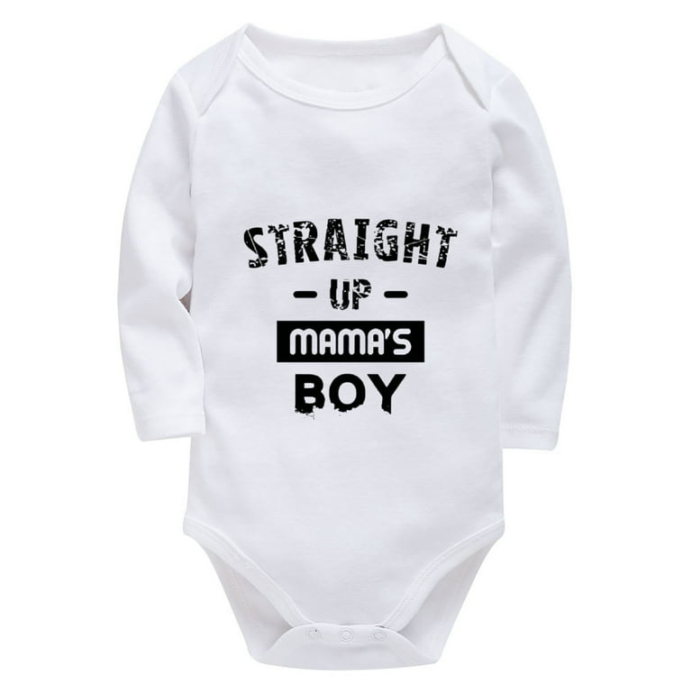 Straight Up Mama's Boy New Born Girl Outfit Long Sleeve Plain Baby