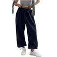 thumbnail image 1 of Straight Wide Leg Pants for Women Solid Color Womens Fall Fahsion Trousers High Waisted Flat Front Casual Pants with Side Pockets Yoga Workout Daily Outfit Plus Size, 1 of 7