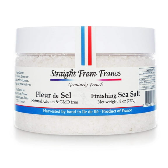 Straight from France, Hand Harvested French Fleur De Sel Finishing Sea Salt 8 Oz