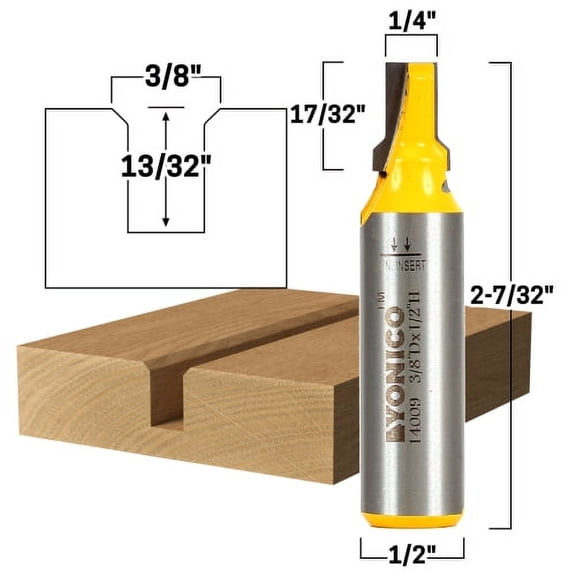 Straight with flange Jig Groove Router Bit - 1/2" Shank - Yonico 14009