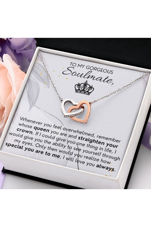 Straighten Your Crown, Interlocking Hearts Necklace For Wife, Multi Interlocking Heart Necklace