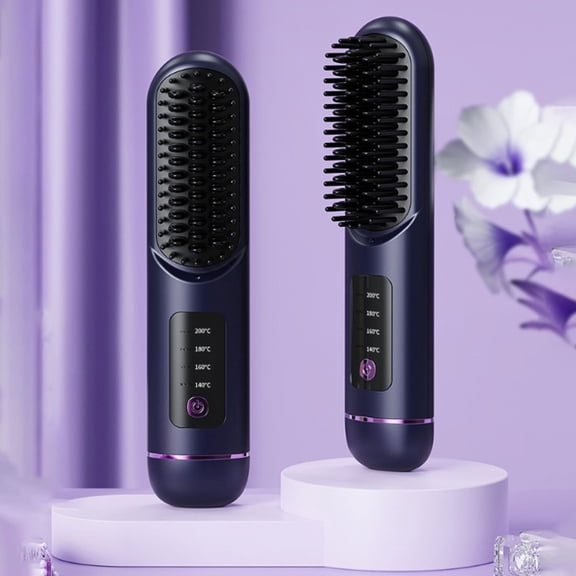 Straightening Brush Cordless,Hair Straightener Brush,Ionic Hair Straightening Brus,Straightening Comb with Negative Ions for Women,Heat Brush Straightener,Flat Iron Comb for Thick Curly Hair