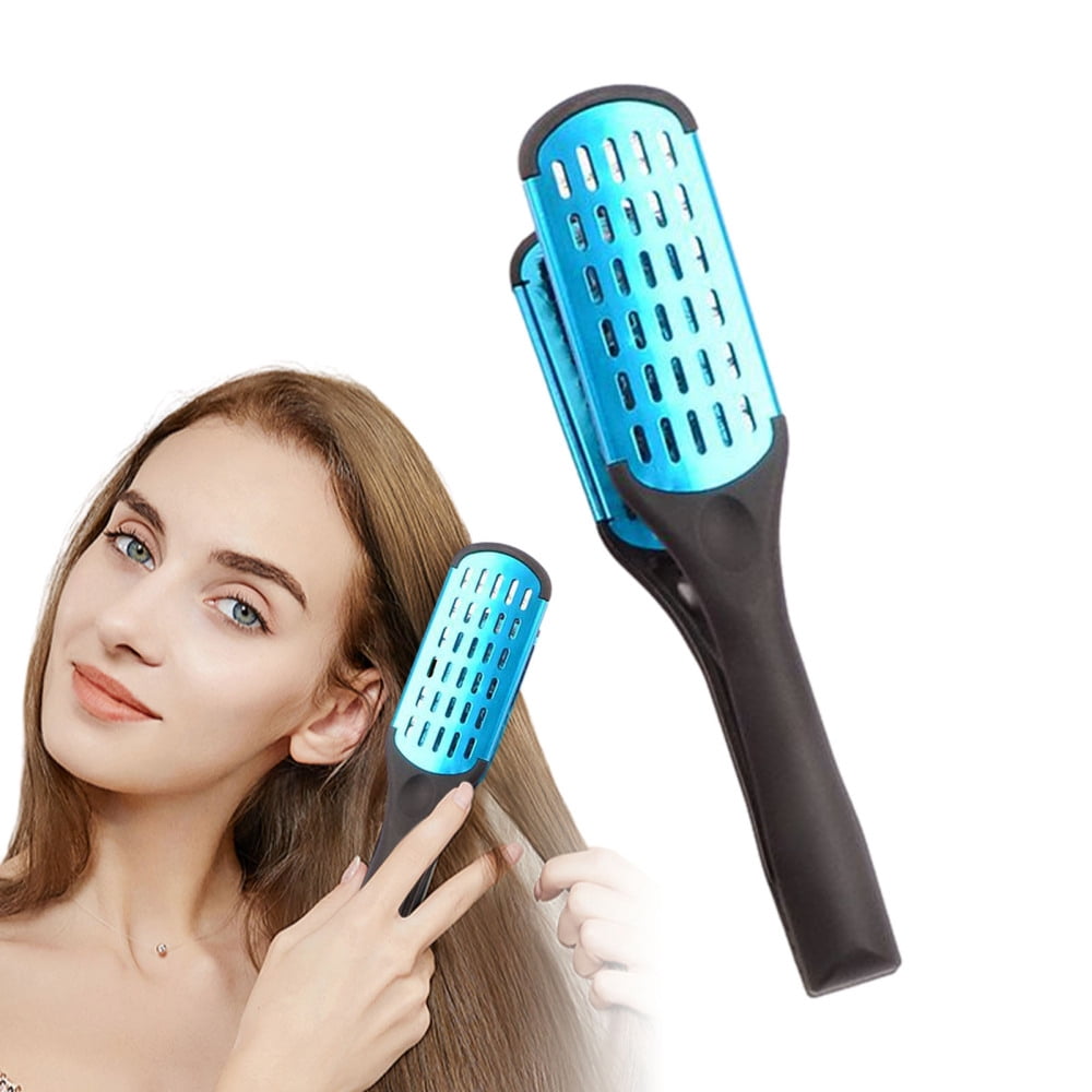 Straightening Comb Boar Bristle Clamp Hair Brush,Ceramic Double Sided Brush Clamp Straightener
