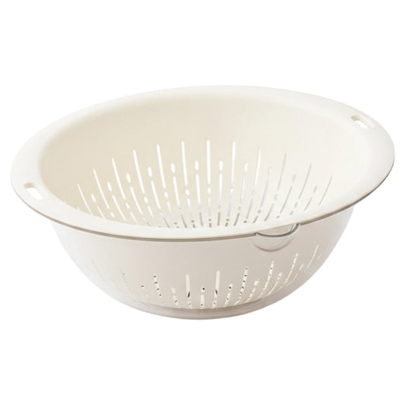 Strainer, Double Layer Fruit Vegetable Drain Basket, Plastic Colander for Kitchen Sink, Multifunctional Pasta Strainer Sieve for Rinsing Draining and Food Preparation, White