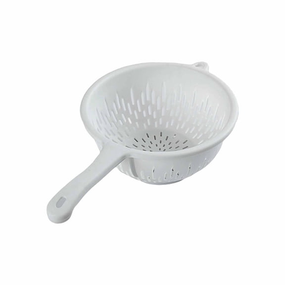 Strainer with Handle White Colander with Handle for Washing Fruits and Vegetables Compact Kitchen Drain Strainer for Food and Easy to Store for Home Use White