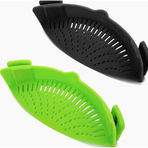 Strainer Pot with Strainer for Pasta Meat Vegetables 2 Pcs, Black, Green