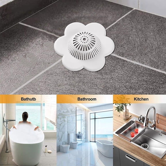 Strainers Net 1 — Portable Suction Cup for Floor Hair and Debris Floor Cover for Bathroom Use, 5.12 inch, White
