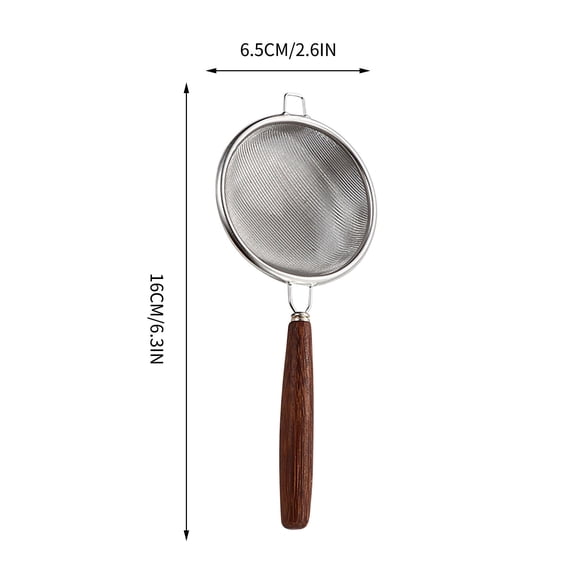 Strainers for Kitchen Stainless Steel Fine Mesh Strainer with Wooden Handle for Frying Oil and Cooking Tasks