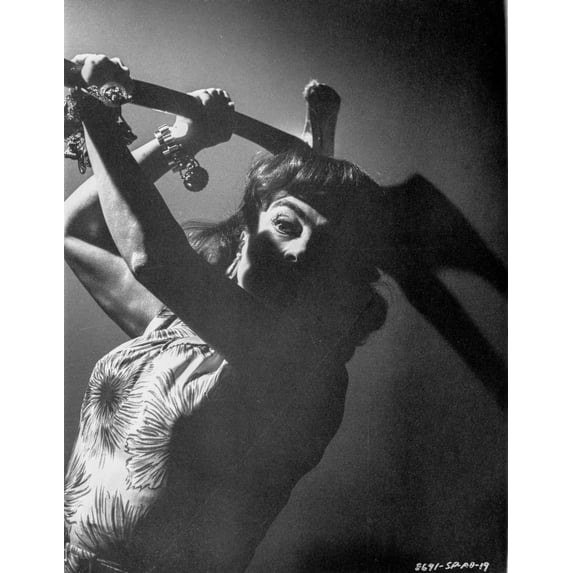 Strait Jacket Woman Striking Axe in Black and White Portrait Photo Print (24 x 30)