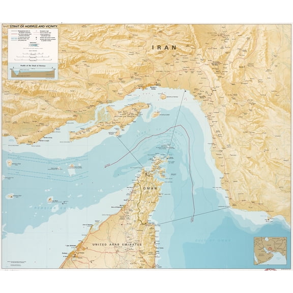 Strait of Hormuz and Vicinity Map Poster - Geographic Reference | Ideal Gift 【Poster Paper】