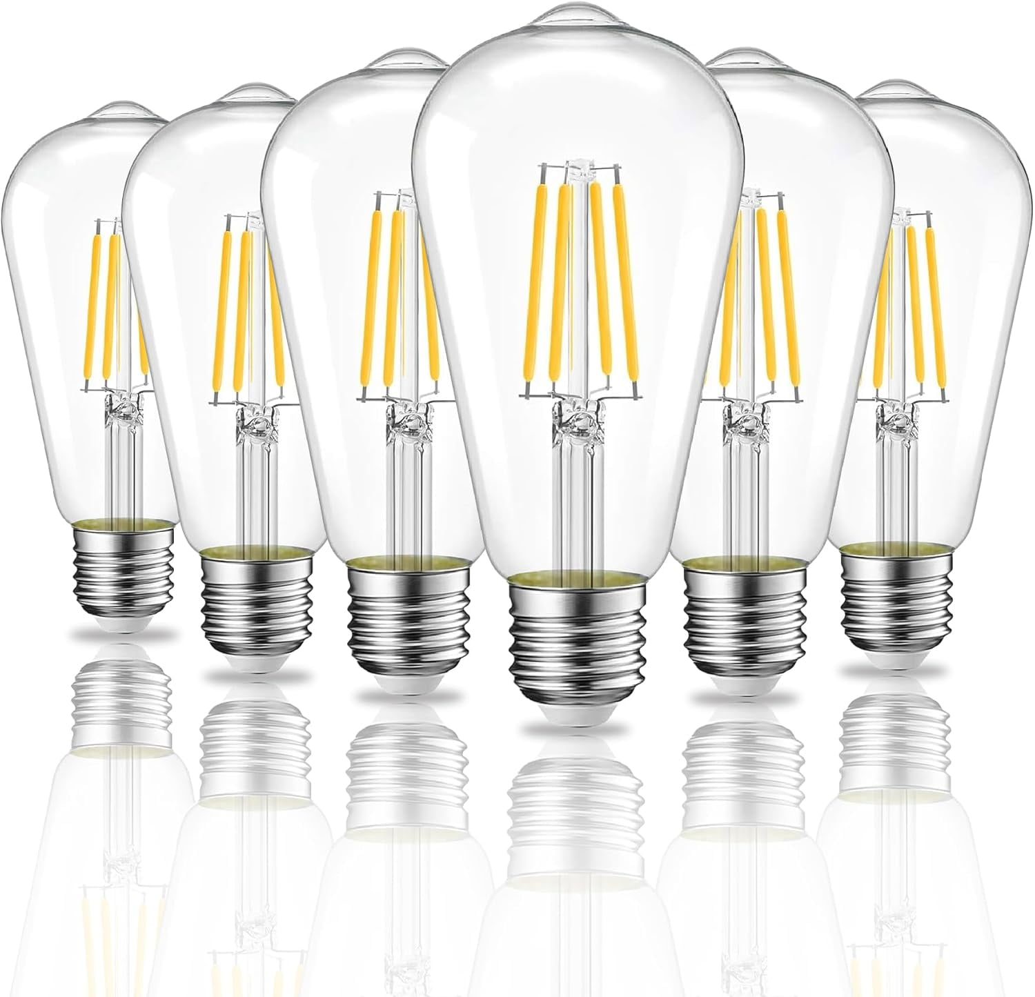 Strak Dimmable Vintage Edison LED Bulbs, 6.5W, Equivalent 60W, Warm ...