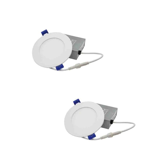 Strak LED 4-inch Integrated CCT Changeable 3k,4k,5k Dimmable LED Recessed Light Kit in White with Junction Box(Pack of 2)