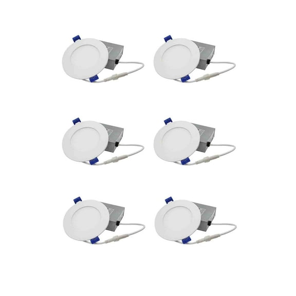 Strak LED 4-inch Integrated CCT Changeable 3k,4k,5k Dimmable LED Recessed Light Kit in White with Junction Box(Pack of 6)