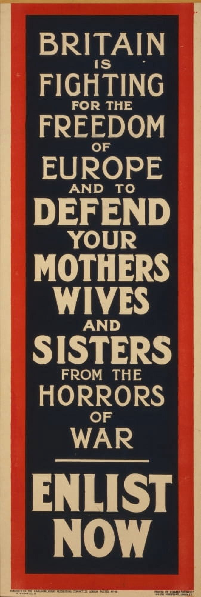 Straker Brothers Ltd Recruitment Poster 1914-18 Britain is fighting for the freedom of Europe Canvas Art - (18 x 24)