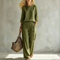 thumbnail image 1 of Stralyhd 2 Piece Womens Lounge Set Summer Loose Set Casual Cotton Long Outfits Vacation Matching Set with Pockets Army Green M, 1 of 3
