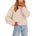 thumbnail image 1 of Stralyhd Cardigan Sweaters for Women Button Up Long Sleeve Lightweight Cardigans Knit Soft Crew Neck Sweater Office Loose Fit Spring Fall Outfits Khaki M, 1 of 6