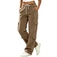 thumbnail image 1 of Stralyhd Cargo Sweatpants Women Wide Leg Baggy High Waist Sweat Pants Joggers Casual Athletic Fall Fashion Sweatpants Khaki M, 1 of 3