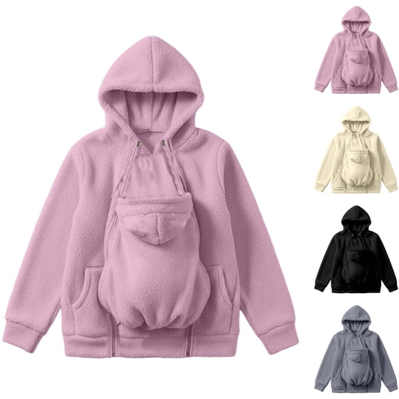 Stralyhd Cat Dog Pouch Hoodie for Women Oversized Soft Dog Pouch Sweatshirt Fleece Pet Care Hoodie Hooded Animal Holder Pullover with Pet Pocket