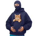 thumbnail image 1 of Stralyhd Cat Pouch Balaclava Hoodies for Women Oversized Zipper Pet Carrier Sweatshirts Streetwear Casual Pullover Tops Navy XL, 1 of 5