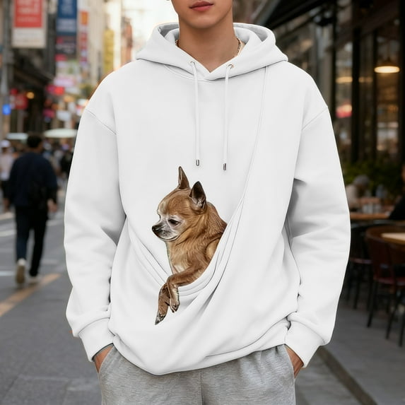 Stralyhd Cat Pouch Hoodie for Women Cozy Soft Sweatshirt with Pet Pocket Pet Care Hoodie Long Sleeve Animal Holder White S