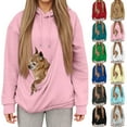 thumbnail image 1 of Stralyhd Cat Pouch Hoodie for Women Oversized Sweatshirt with Dog Pouch Kangaroo Pouch Hoodie Long Sleeve Animal Holder Pink XL, 1 of 6