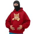 thumbnail image 1 of Stralyhd Cat Pouch Womens Hoodies with Face Mask Zipper Animal Holder Oversized Hooded Sweatshirt Streetwear Casual Pullover Tops Red XL, 1 of 5
