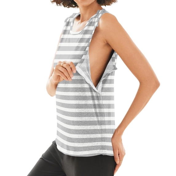Stralyhd Chemo Port Tank Top Tear Away Shirts Recovery Tank Tops Chemo Post Striped Post Shoulder Surgery Top Red M