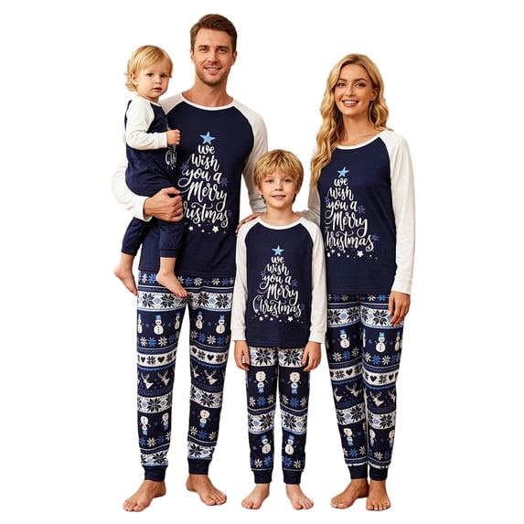 Stralyhd Christmas Pajamas Family Matching Set Funny Christmas Graphic Crewneck Long Sleeve Tops and Pants Matching Outfits for Holiday