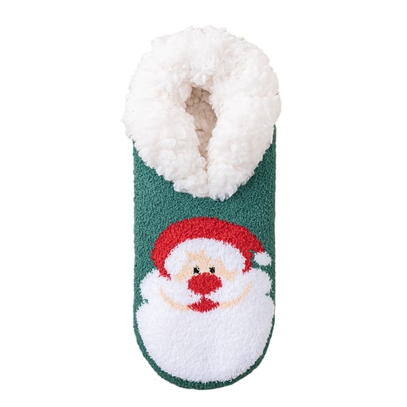 Stralyhd Christmas Santa Claus Slipper Socks for Women, Cute Red Holiday Fuzzy Socks with Grips, Cozy Winter Gifts D One Size
