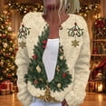 thumbnail image 1 of Stralyhd Christmas Womens Cardigan Plus Size Cute Xmas Tree Print Button Down Cardigan Sweaters Fall Winter Warm Cozy Long Sleeve Knitted Coat Light Green XL, 1 of 5