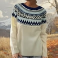 thumbnail image 1 of Stralyhd Fair Isle Sweater Women Boho Retro Embroidered Women's Sweaters Stripes Long Sleeve Crewneck Pullover Knitwear Christmas Sweaters for Women Khaki L, 1 of 4