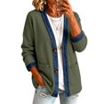 thumbnail image 1 of Stralyhd Jean Jacket Women Long Sleeve 2026 Autumn Casual Denim Jacket Short Waffle Jean Coats Light Button Down Cardigan with Pockets Dark Green XXL, 1 of 5
