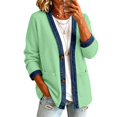 thumbnail image 1 of Stralyhd Jean Jacket Women Long Sleeve Fall Retro Denim Jackets Short Waffle Jean Coats Light Wash Button Down Cardigan with Pockets Green S, 1 of 5