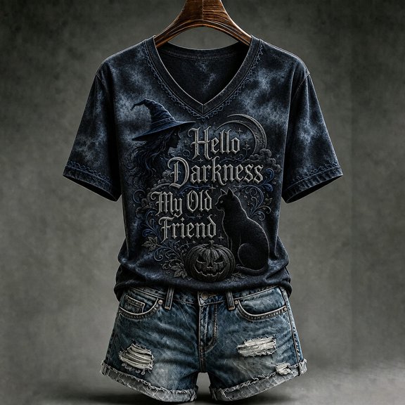 Stralyhd Magic Book Women Tops Salem Witch Shirt Old Lady Witch Tee Fall Vibes V Neck Pullover Shirts L