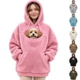 thumbnail image 1 of Stralyhd Pet Pouch Hoodie for Women Oversized Sweatshirt with Pet Pocket Fleece Warm Kangaroo Pouch Hoodie Hooded Animal Holder Pullover Pink L, 1 of 5