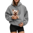 thumbnail image 1 of Stralyhd Pet Pouch Hoodie for Women Oversized Sweatshirts with Large Pocket Sharpa Warm Pet Carrier Hoodie Hooded Animal Holder Pullover Gray M, 1 of 5