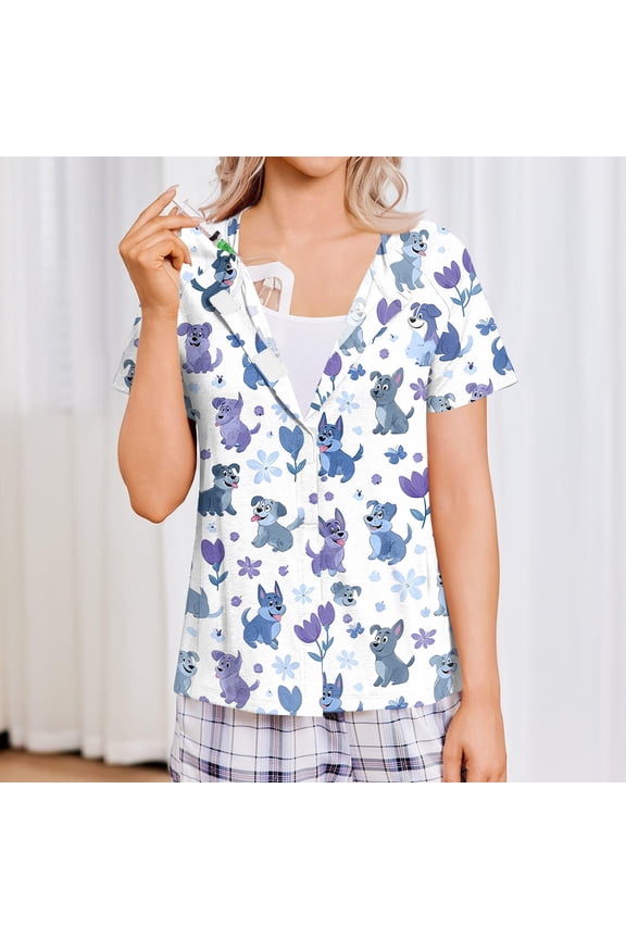 Post Shoulder Surgery Shirts Women Short Sleeve Tear Away Tops Recovery Shirts Post-Operative Printing Adaptive Shoulderzipper Top Multicolor 2XL
