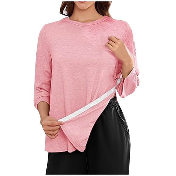 Post Surgery Shirts for Women 3/4 Sleeve Tear Away Side Velcro Shirts Tear Away Rotator Cuff Tops Post Shoulder Surgery Shirts Women Adaptive Clothing Pink XL