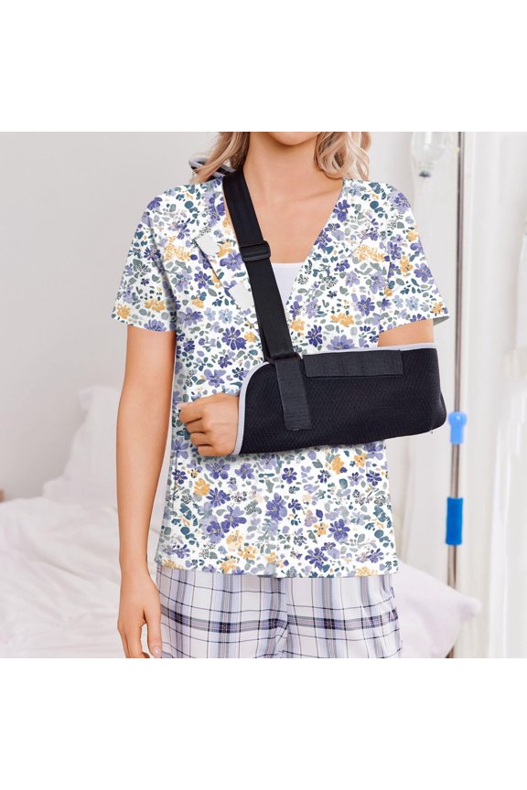 Post Surgery Shirts for Women Short Sleeve Tear Away Side Velcro Shirts with Drain Pockets Rotator Cuff Tops Easy To Wear and Take Off Adaptive Clothing Blue L