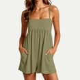thumbnail image 1 of Stralyhd Rompers for Women Casual Summer Spaghetti Strap Short Jumpsuits Hot Workout Square Neck Rompers One Piece Outfits with Pockets Army Green S, 1 of 7