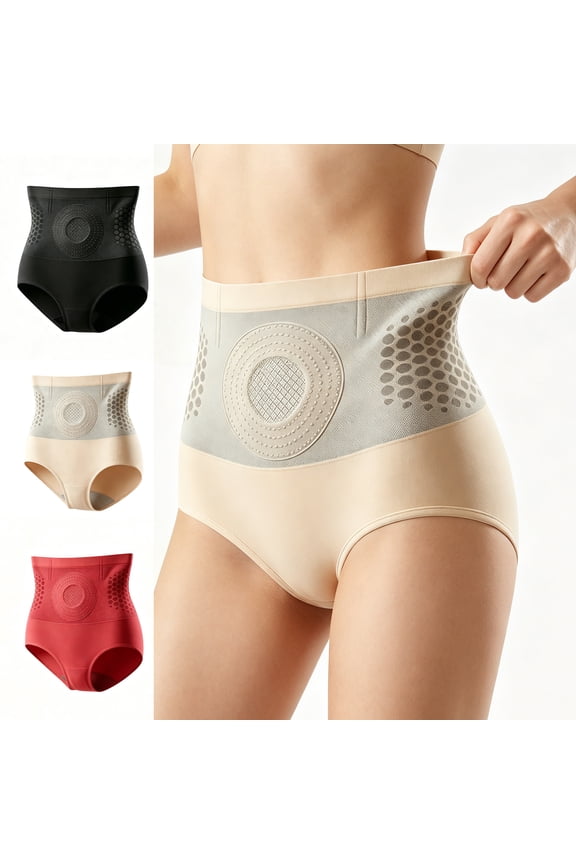 Tummy Slim Micro-Particle Sculpting Shorts Women High Waisted Firm Compression Body Shaper Panties Beige M