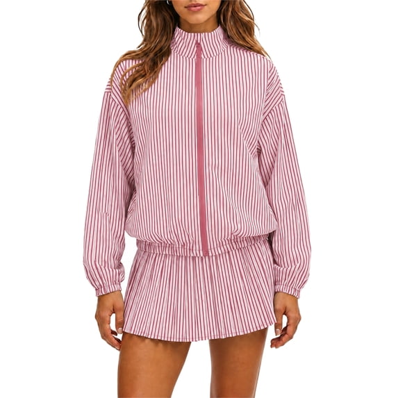 Stralyhd Two Piece Set Womens Travel Vacation Long Sleeve Outfits Fall Striped Sweatsuit Daily Fashion Workout Lounge Sets XL