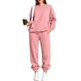 thumbnail image 1 of Stralyhd Two Piece Womens Sets Travel Vacation Long Sleeve Outfit Fall Jogger 2 Piece Lounge Set Fleece Sweat Business Matching Sets Pink XXL, 1 of 5