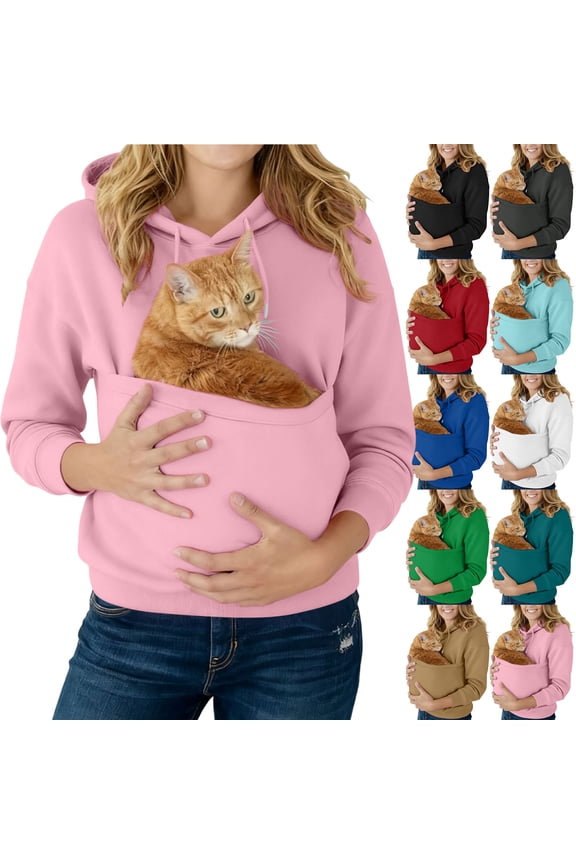 Unisex Cat Pouch Hoodie Cozy Soft Dog Pouch Sweatshirts Fleece Pet Care Hoodie Hooded Pet Carrier Pullover White XL