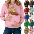 thumbnail image 1 of Stralyhd Unisex Cat Pouch Hoodie Oversized Sweatshirt with Dog Pouch Sharpa Warm Pet Care Hoodie Long Sleeve Animal Holder Pullover Dark Green XL, 1 of 5