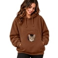 thumbnail image 1 of Stralyhd Unisex Hoodies with Cat Dog Pouch Oversized Pet Carrier Large Front Pocket Hooded Sweatshirt Animal Holder Cozy Long Sleeve Hoodies Brown L, 1 of 6