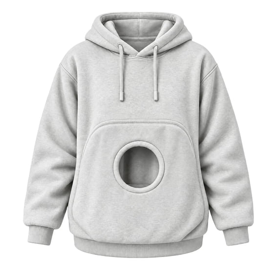 Stralyhd Unisex Hoodies with Pet Pouch Oversized Cat Carrier Large Front Pocket Loose Sweatshirt Soft Puppy Holder Long Sleeve Hoodies Gray S
